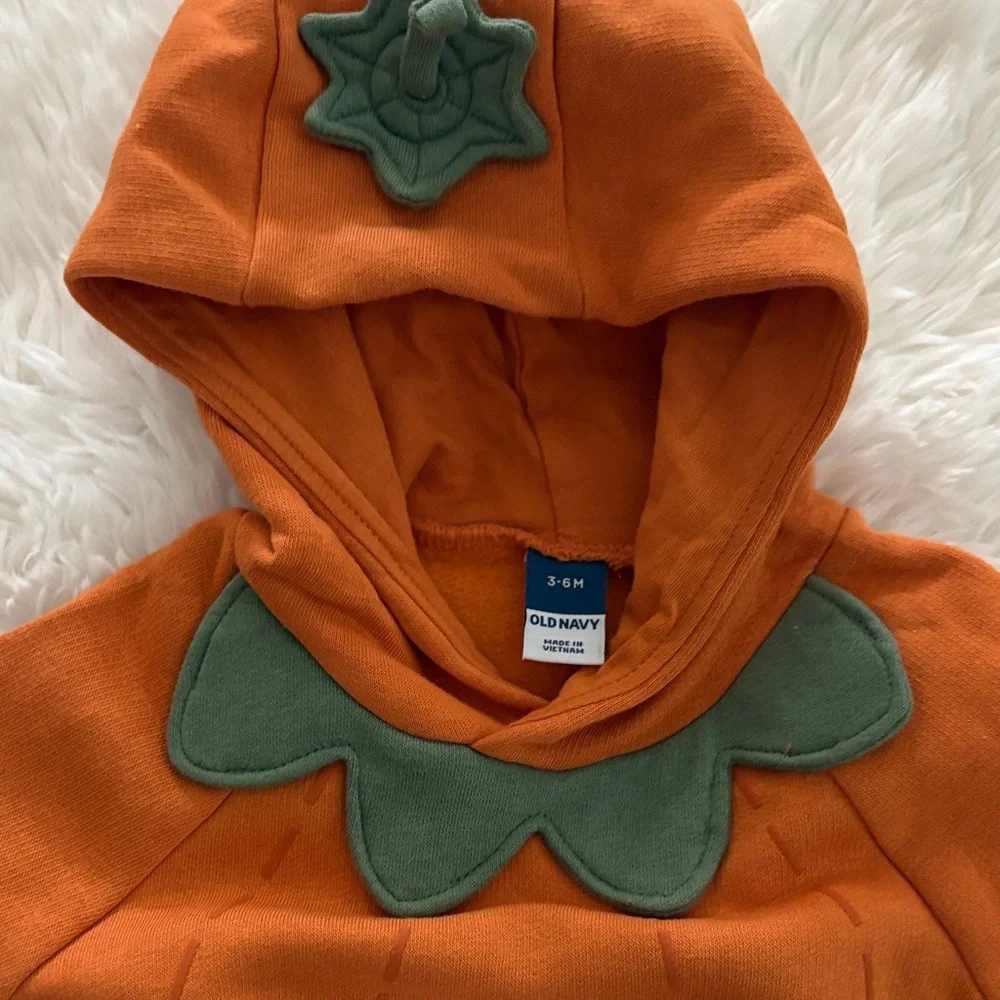 Old Navy Orange Pumpkin Hooded Baby One-Piece